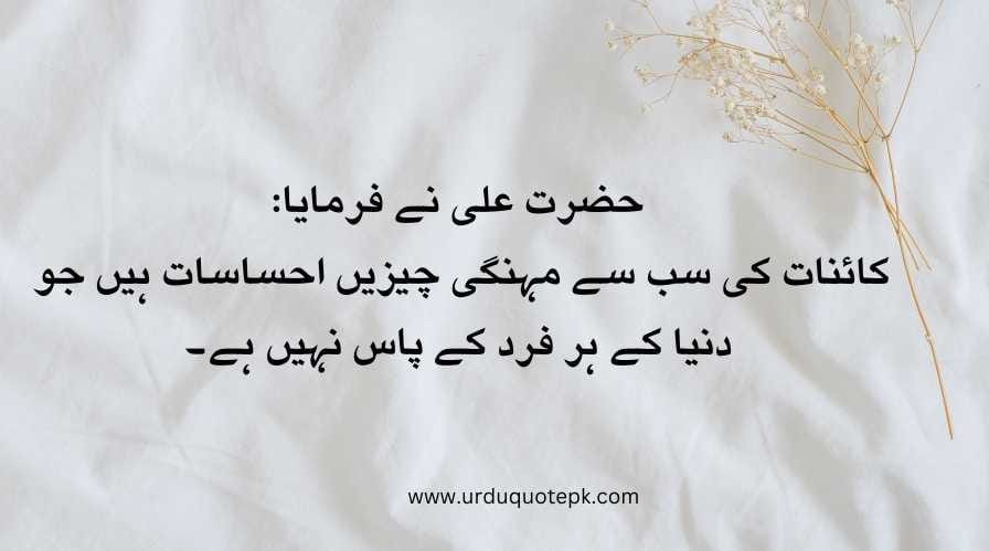 A picture of paper with Hazrat Ali (R.A) quotes in urdu 