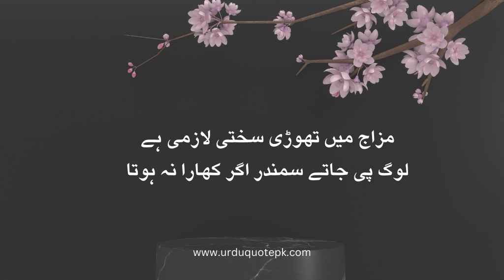A flower image with urdu poetry in 2 lines and urdu sahyri.