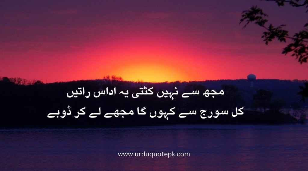 A flower image with urdu poetry in 2 lines for sadness