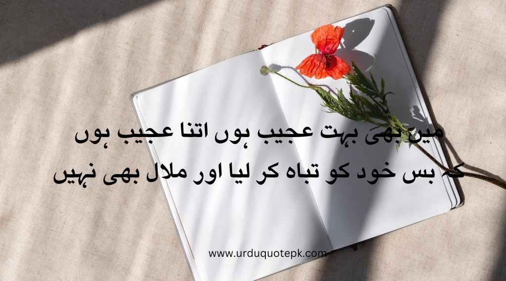 A book image with urdu poetry in 2 lines.